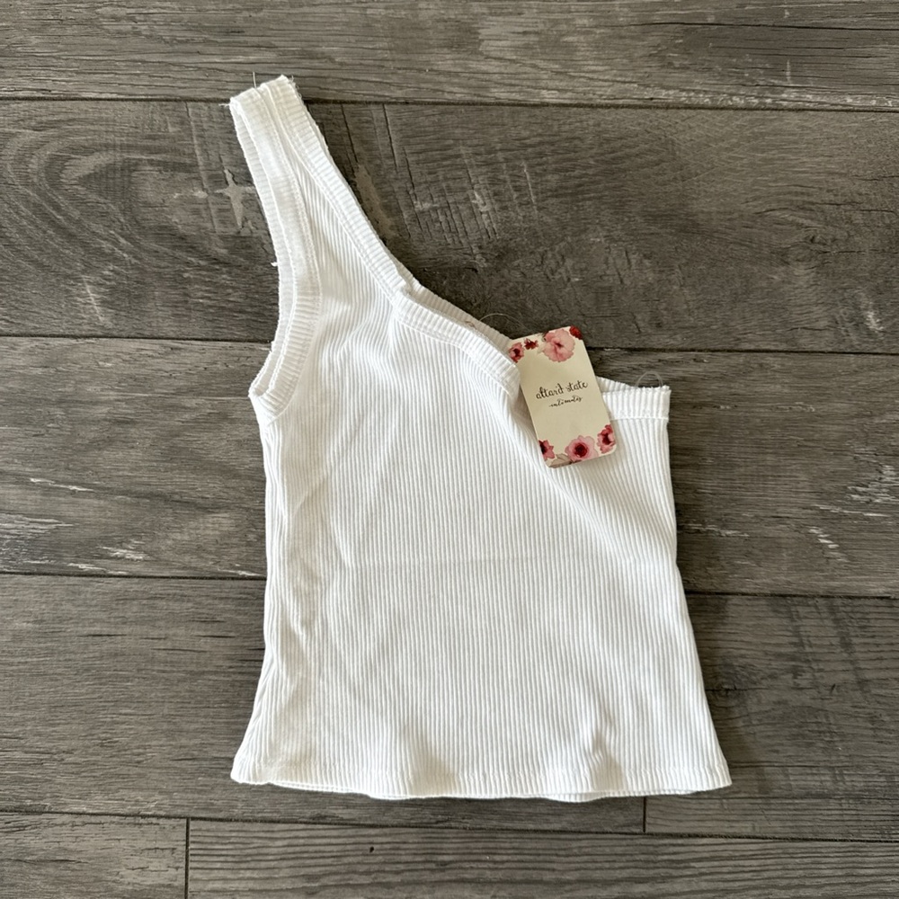 NWT Altar’d State White Ribbed One-Shoulder Top